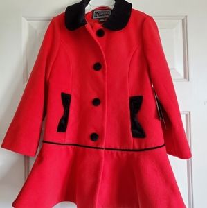 Velvet bow pea coat w/ beret - NEVER USED
